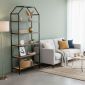 Kệ sách trang trí HOME-SHELF khung sắt gỗ cao su KTB68051