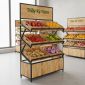 Kệ shop trái cây 120x50x200cm gỗ cao su KTB68226