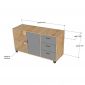 Tủ hồ sơ di động 120x40x60cm gỗ cao su TCN68076