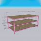 Bàn workshop 3 tầng 180x100x80cm gỗ cao su WSTB001