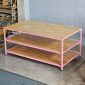 Bàn workshop 3 tầng 180x100x80cm gỗ cao su WSTB001