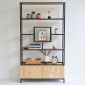 Kệ tủ trang trí phòng khách 100x30x180cm gỗ cao su khung sắt TK124