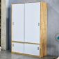 Tủ quần áo 2 cánh cửa trượt 140x55x200cm gỗ cao su TQA68076