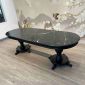 Bàn ăn hình oval 245x95x75cm Noir mặt đá ceramic vân mây chân gỗ BA68279