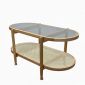 Bàn sofa mây Oval mặt kính 100x50cm gỗ tần bì TT68348