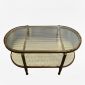 Bàn sofa mây Oval mặt kính 100x50cm gỗ tần bì TT68348