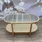 Bàn sofa mây Oval mặt kính 100x50cm gỗ tần bì TT68348