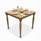 Bàn ăn Louis vuông 80x80cm chân gỗ họa tiết gỗ sồi BA68175