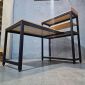 Bàn góc L liền kệ 150x100x120cm gỗ cao su CD68040