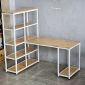 Bàn máy tính liền kệ 155x100x150cm gỗ cao su CD68041