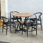 Combo bộ bàn ăn tròn và 4 ghế Wishbon gỗ BBA226