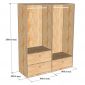 Tủ quần áo 160x55x200cm gỗ cao su TQA68080