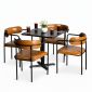 Combo bộ bàn 70x70cm gỗ tràm và 4 ghế Simon khung sắt CBCF353