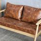 Ghế sofa đôi nệm da Si chân tiện gỗ cao su SFB68110