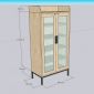 Tủ trang trí cửa kính 60x35x135cm gỗ cao su KTB68248