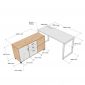 Bàn làm việc có tủ di động 140x60cm gỗ cao su hệ Rectang HBRT127