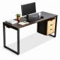 Bàn làm việc có ngăn tủ 160x60cm gỗ cao su chân sắt Hệ Rectang HBRT128
