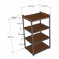 Kệ nhà bếp 4 tầng 55x45x90cm gõ cao su khung chân sắt KB68091
