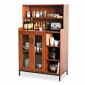 Tủ phòng ăn cửa kính 88x48x130cm gỗ cao su khung chân sắt TPA023