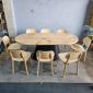 Combo bàn ăn Oval gỗ thông 200x100cm và 8 ghế PLC BBA230