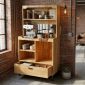 Tủ để máy pha cafe gia đình - văn phòng 80x40x150cm gỗ cao su KTB68264