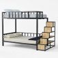 Giường tầng lắp ráp có bậc thang 250x125x180cm gỗ cao su chân sắt GT018