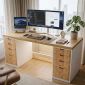 Bàn làm việc gác tủ 150x60cm gỗ tự nhiên BD68178