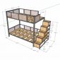 Giường tầng lắp ráp có bậc thang 250x125x180cm gỗ cao su chân sắt GT018