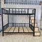 Giường tầng lắp ráp có bậc thang 250x125x180cm gỗ cao su chân sắt GT018
