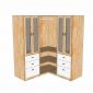 Tủ quần áo góc tường 160x60x160cm gỗ cao su TQA68091