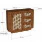 Tủ trang trí JINU 100x40x78cm gỗ cao su cửa lưới mây KTT68078