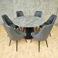 Combo bàn ăn tròn và 6 ghế ăn bọc da BBA234