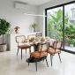 Combo bàn ăn chữ nhật và 4 ghế Coline nệm Si BBA236