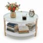 Bàn sofa tròn 2 tầng đường kính 82cm nhựa chân gỗ - ST3058B