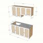 Bộ tủ bếp mini gỗ cao su BTB68022