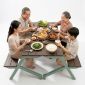 Combo 2 ghế băng liền bàn gỗ cao su 4 người ngồi GBD080