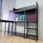 Bàn góc L liền kệ 185x180x145cm gỗ cao su FD68093