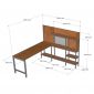 Bàn góc L liền kệ 185x180x145cm gỗ cao su FD68093