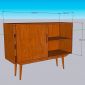 Tủ trang trí cửa lùa 120x40x85cm gỗ cao su KTB68280