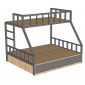 Giường tầng 3 người có hộc kéo gỗ cao su khung sắt - GT024