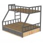 Giường tầng 3 người có hộc kéo gỗ cao su khung sắt - GT024