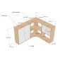 Module tủ bếp treo góc tường 150x130x90cm gỗ cao su TBT022
