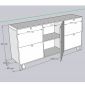 Tủ trang trí 180x40x80cm gỗ cao su KTB68281