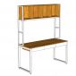 Bàn làm việc 150cm liền kệ sách gỗ cao su khung sắt lắp ráp - FD68094