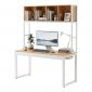 Bàn làm việc 150cm liền kệ sách gỗ cao su khung sắt lắp ráp - FD68094