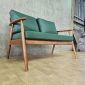 Ghế sofa đôi nệm da Si chân tiện gỗ cao su SFB68110