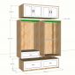 Tủ quần áo 160x55x240cm gỗ cao su TQA68106