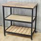 Kệ bếp di động 3 tầng 80x50x86cm gỗ tự nhiên khung sắt KB68106