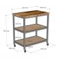 Kệ bếp di động 3 tầng 80x50x86cm gỗ tự nhiên khung sắt KB68106