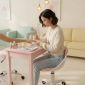 Ghế trang điểm mặt nhựa nệm vải chân xoay GTD018